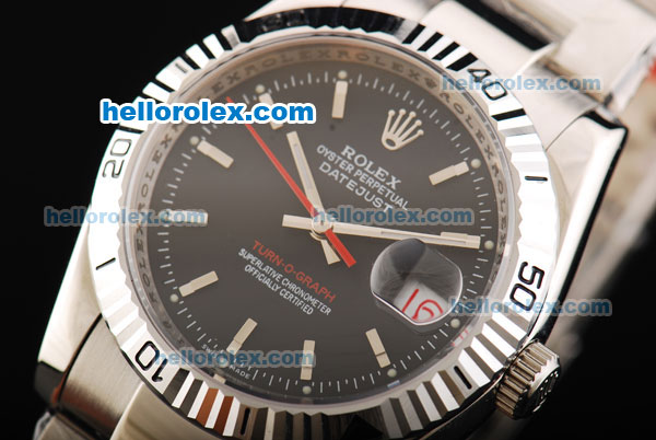 Rolex Datejust Working Chronograph Automatic with Black Dial and White Case and Bezel-Small Calendar - Click Image to Close